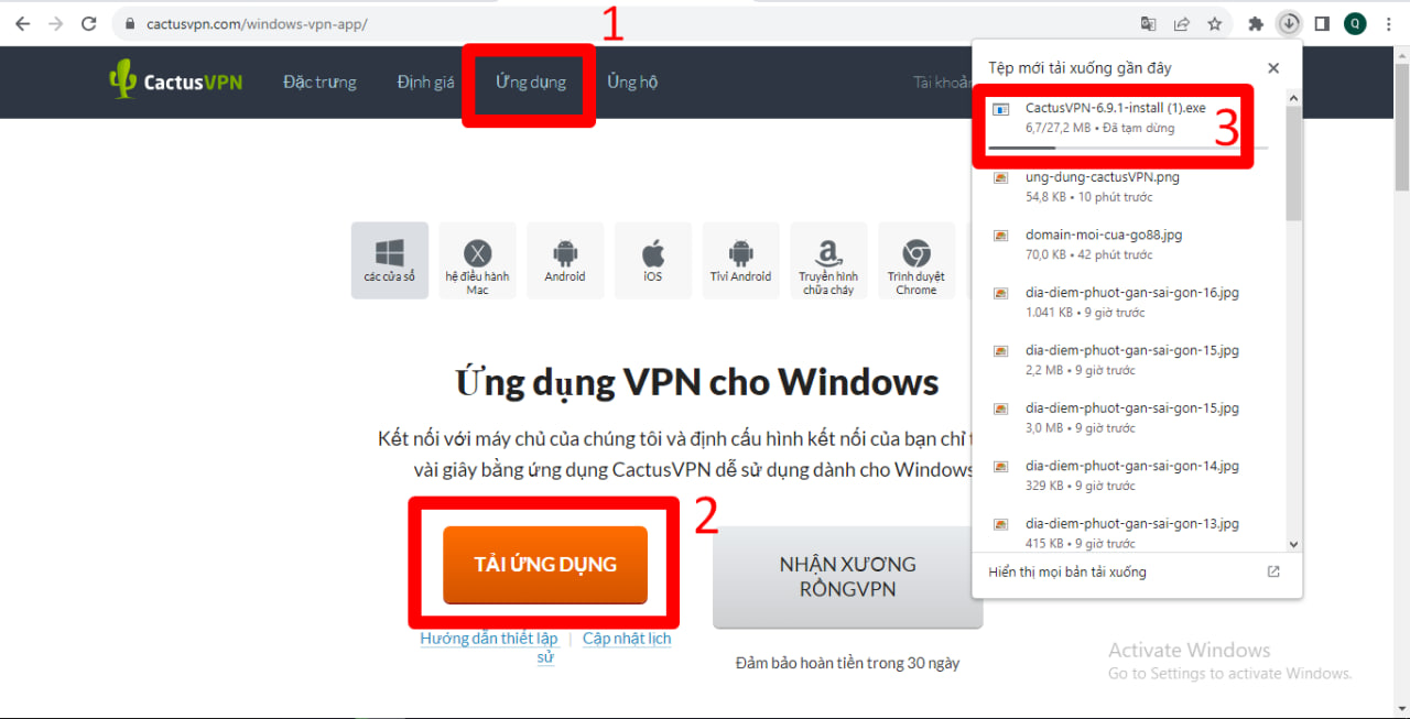 Cài đặt ứng dụng về máy